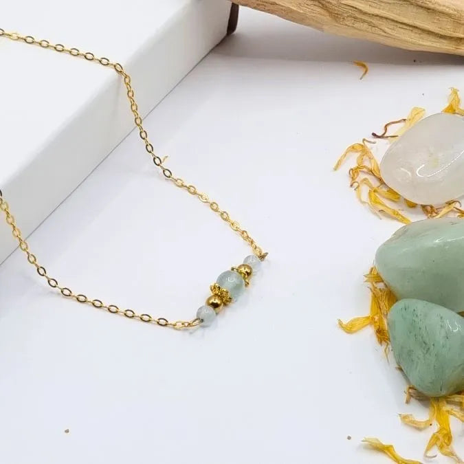 Collier Aigue Marine design doré or 18k