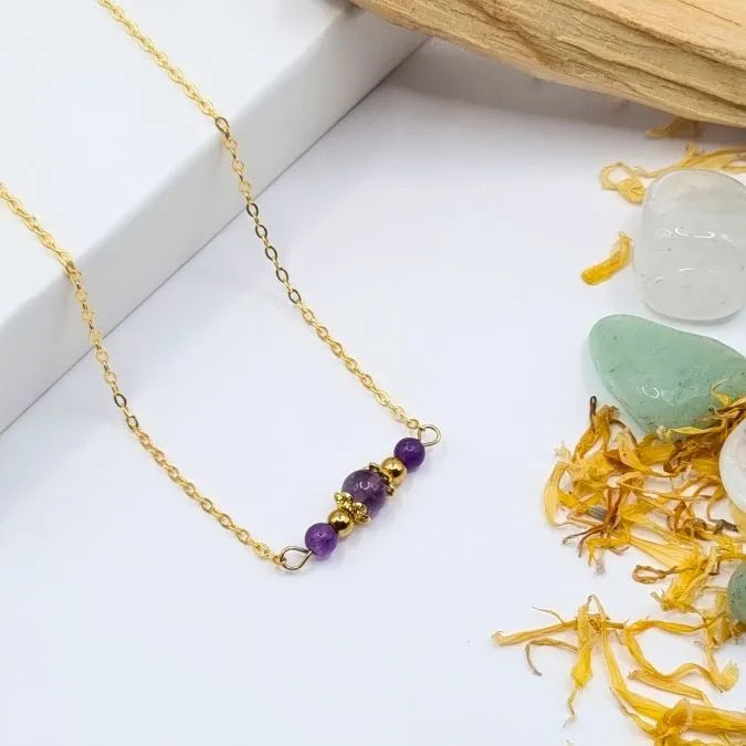 Collier Amethyste design doré or 18k