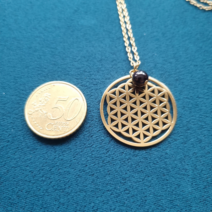 collier fleur de vie grenat