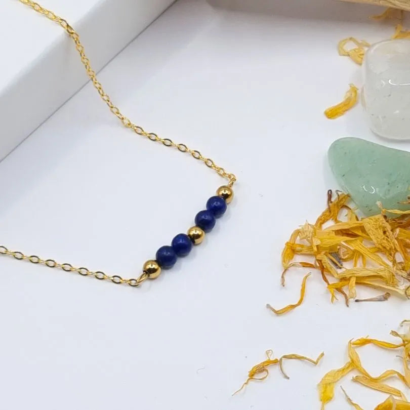 Collier Lapis Lazuli 4mm doré 18k