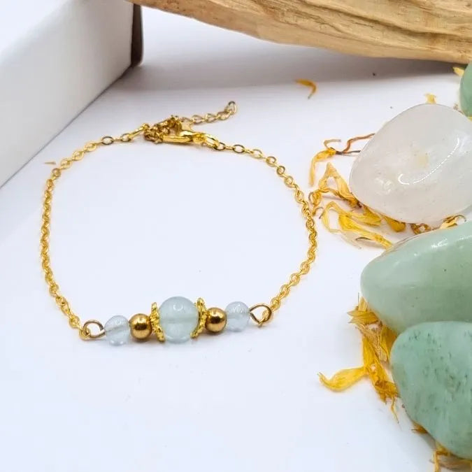 Bracelet Aigue Marine design doré or 18k