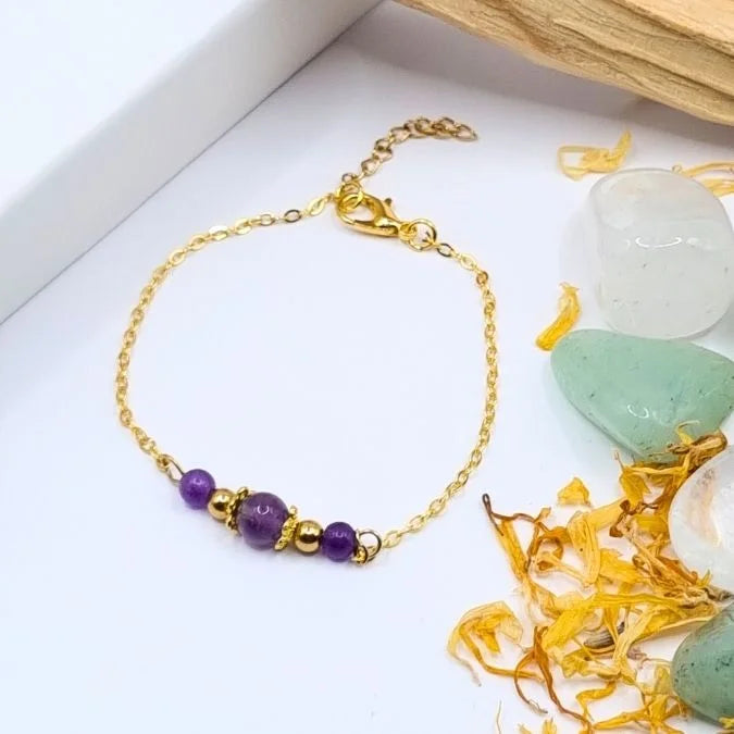 Bracelet Amethyste design doré or 18k