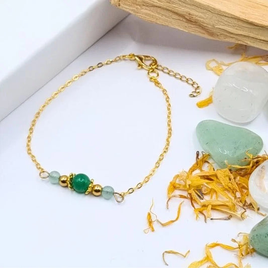 Bracelet Aventurine design doré or 18k