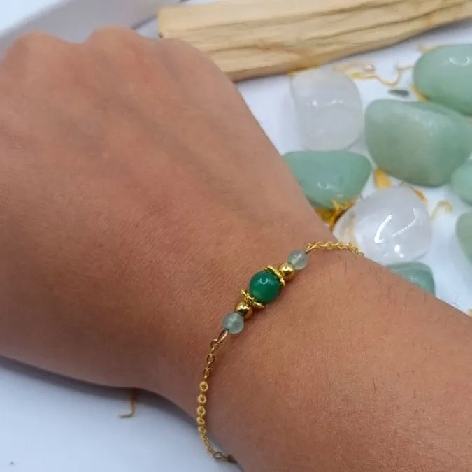 Bracelet Aventurine design doré or 18k main