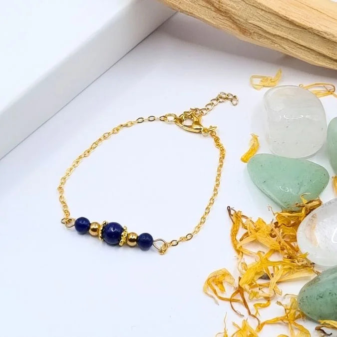 Bracelet Lapis Lazuli design doré or 18k