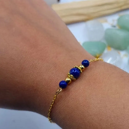 Bracelet Lapis Lazuli design doré or 18k main