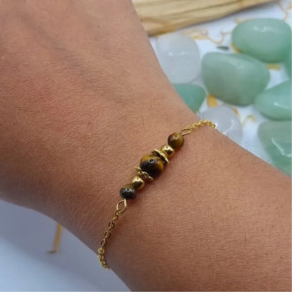 Bracelet Oeil de Tigre design doré or 18k main