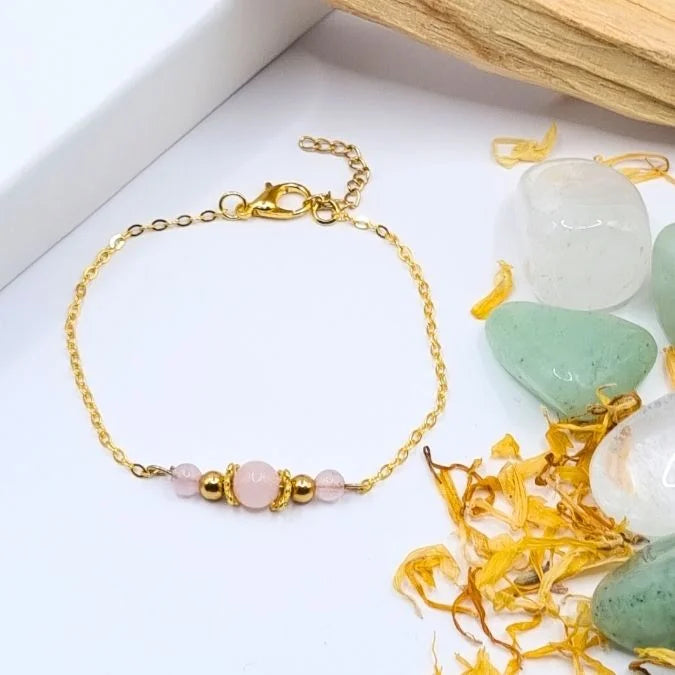 Bracelet Quartz Rose design doré or 18k