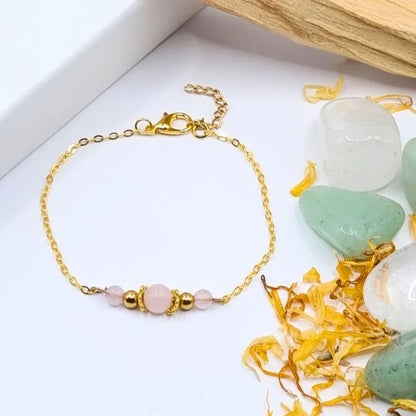 Bracelet Quartz Rose design doré or 18k