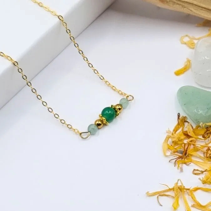 Collier Aventurine design doré or 18k