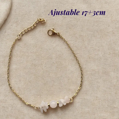 Bracelet quartz rose Mythra - ajustable