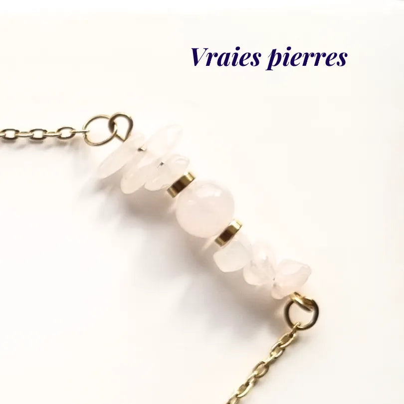 Bracelet quartz rose Mythra - vraies pierres