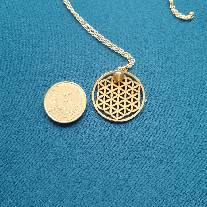 collier fleur de vie labradorite