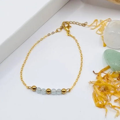 Bracelet Aigue Marine 4mm doré or 18k