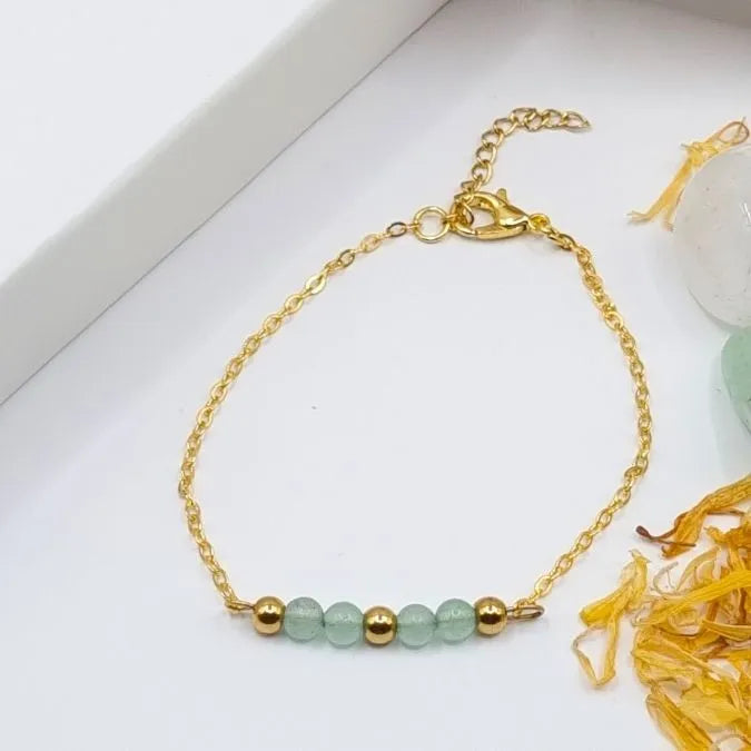 Bracelet Aventurine 4mm doré or 18k