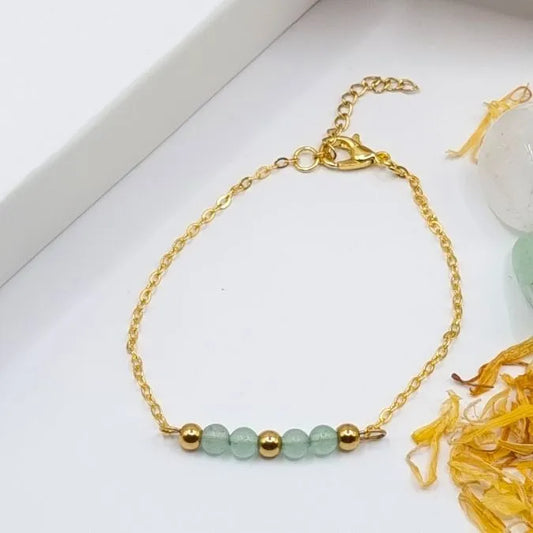 Bracelet Aventurine 4mm doré or 18k