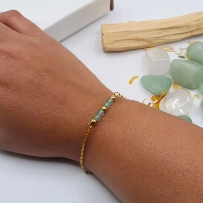 Bracelet Aventurine 4mm doré or 18k main