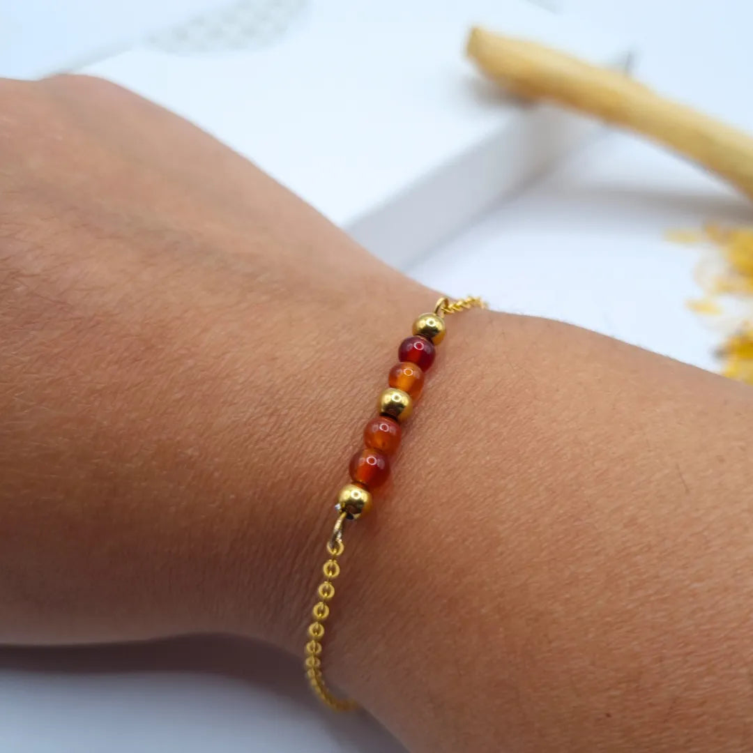 Bracelet Cornaline Lyara Doré or 18K Mystik Box main