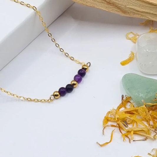 Collier Amethyste 4mm doré 18k