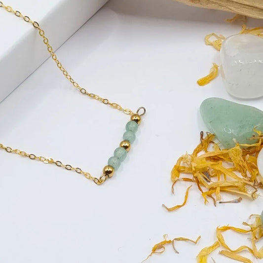 Collier Aventurine 4mm doré 18k