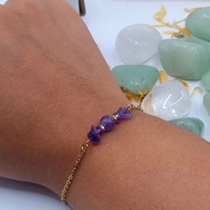 Bracelet Amethyste Mythra doré or 18k main