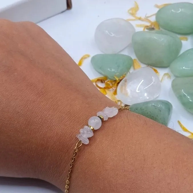 Bracelet Quartz Rose Mythra doré or 18k main