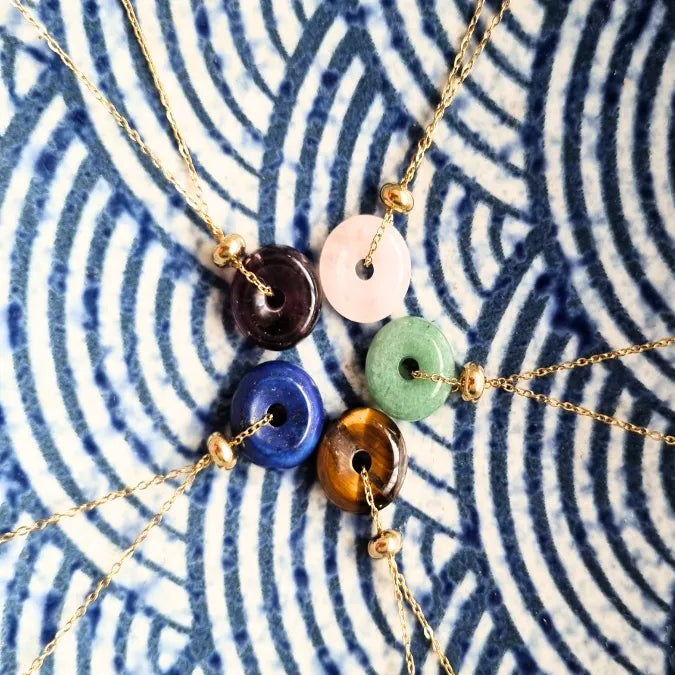Collier pierres naturelles or 18k Kalky