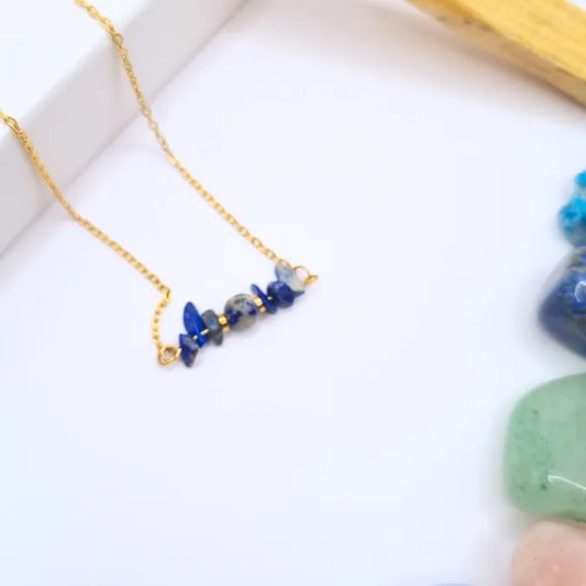 Collier Lapis Lazuli Mythra chaine dorée