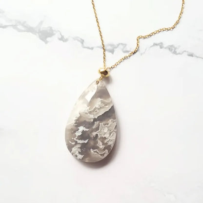 pendentif blue plume agate goutte MystikBox