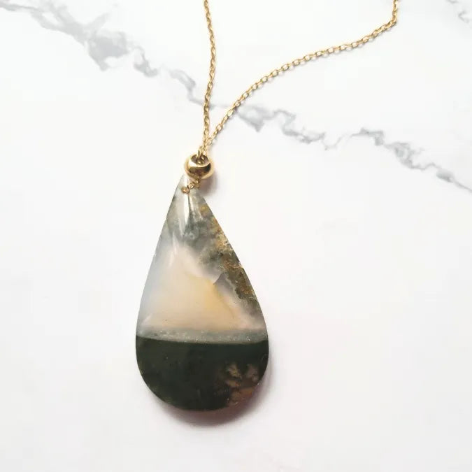 pendentif agate mousse goutte MystikBox