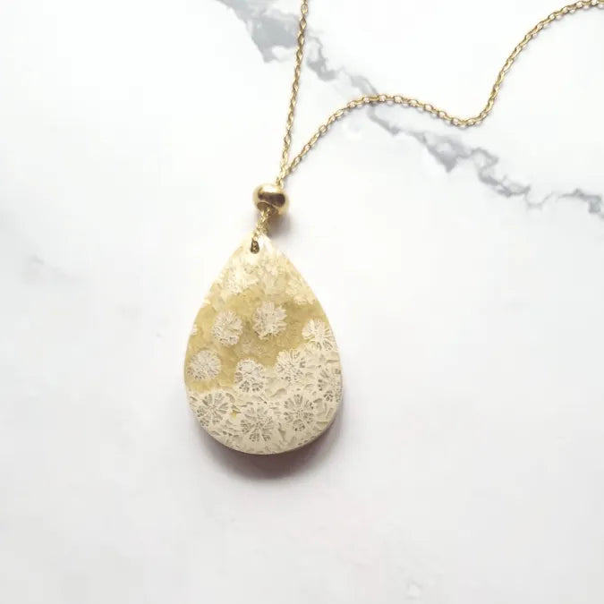 pendentif corail fossil goutte MystikBox