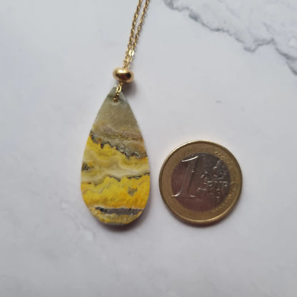 taille pendentif jaspe bumblebee goutte MystikBox