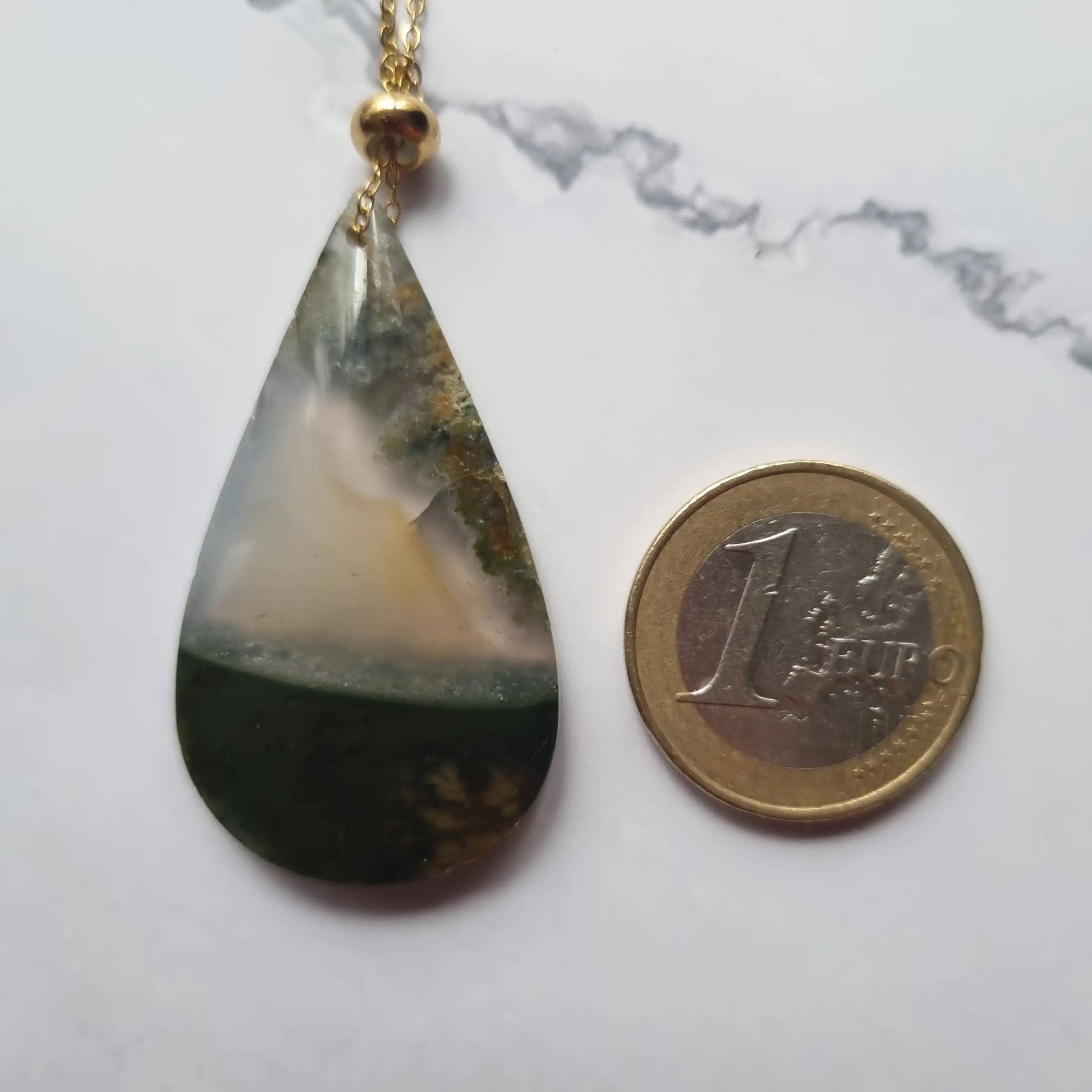 taille pendentif agate mousse goutte MystikBox
