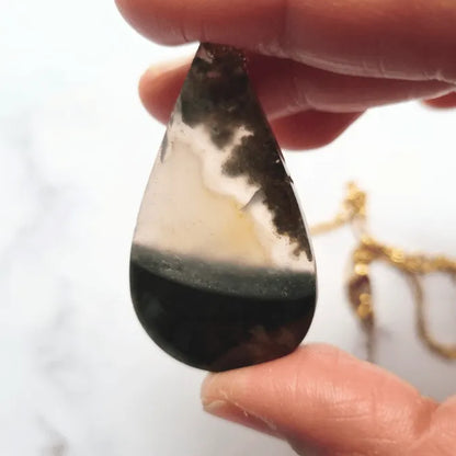 zoom pendentif agate mousse goutte MystikBox